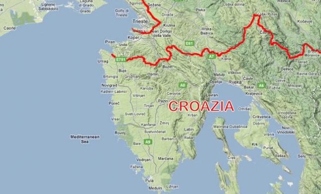 I confini tra Italia, Sloveni, oggia e Croazia, ogg