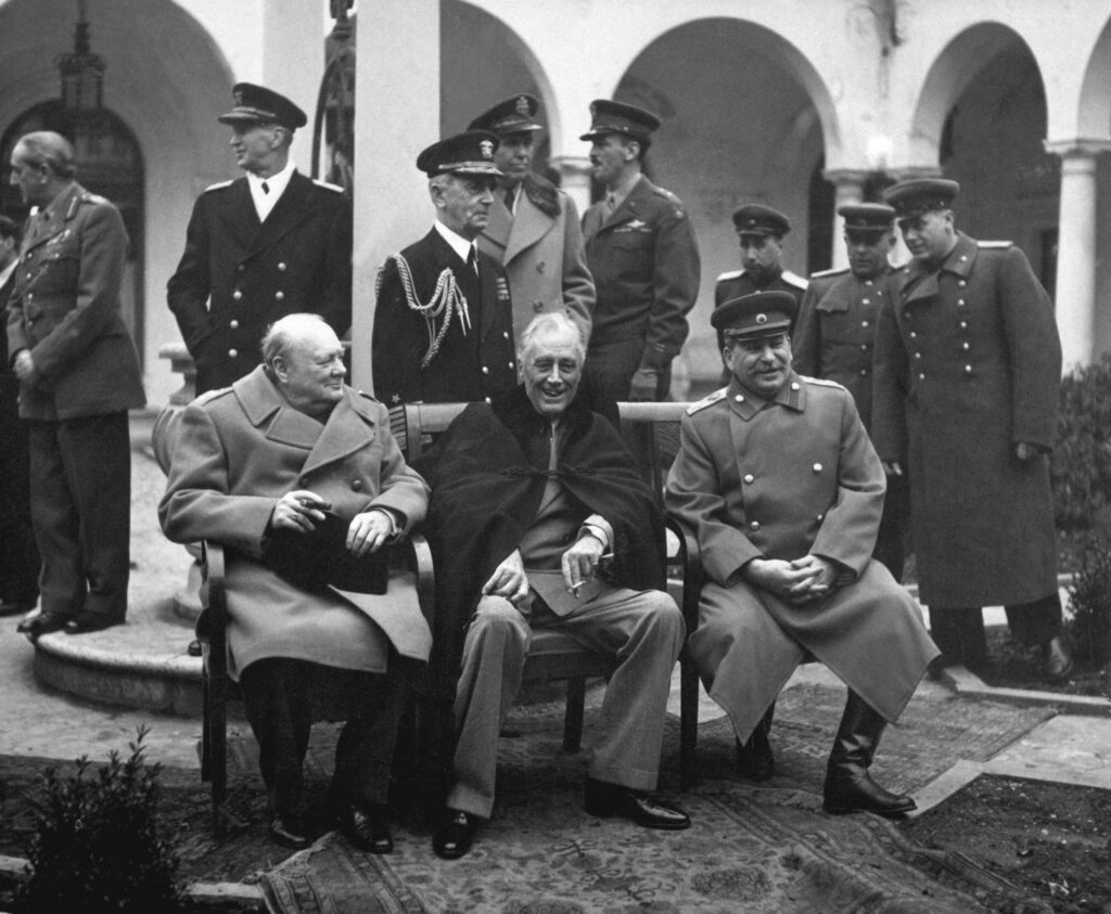 Conferenza di Yalta, febbraio 1945. Winston S. Churchill ,Franklin D. Roosevelt, Josef Stalin 