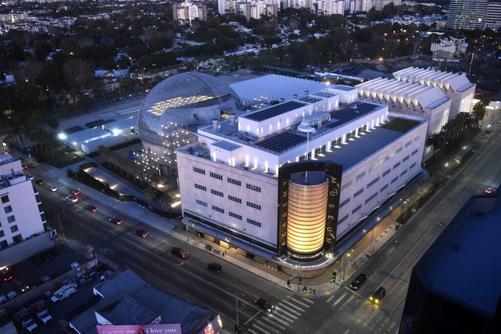 Aerial shot of the Academy Museum of Motion Pictures. ©Academy Museum Foundation