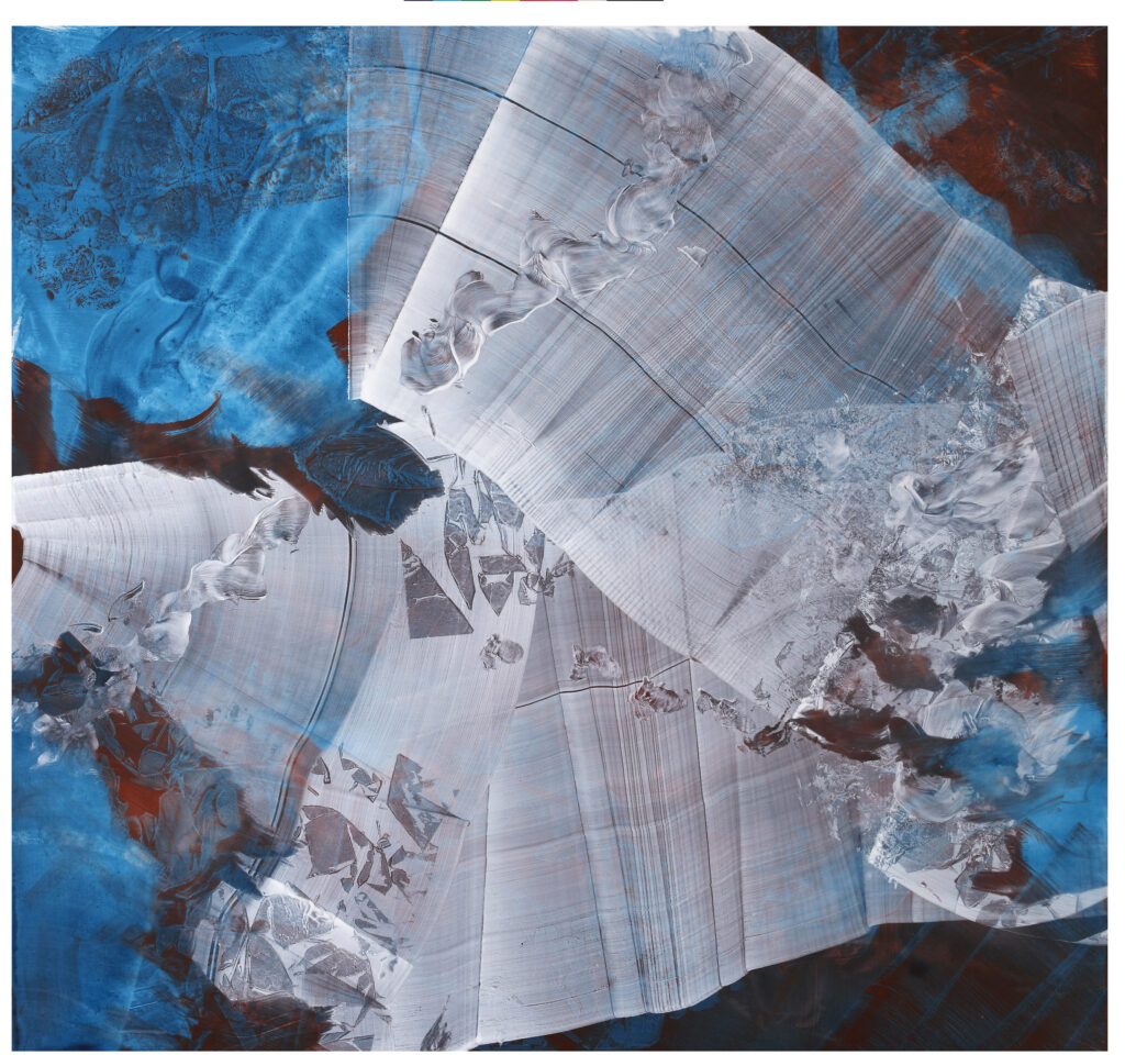 Dell'azzurro silenzio - omaggio a Luigi Nono. inchiostri e pigmenti su tela, 2020