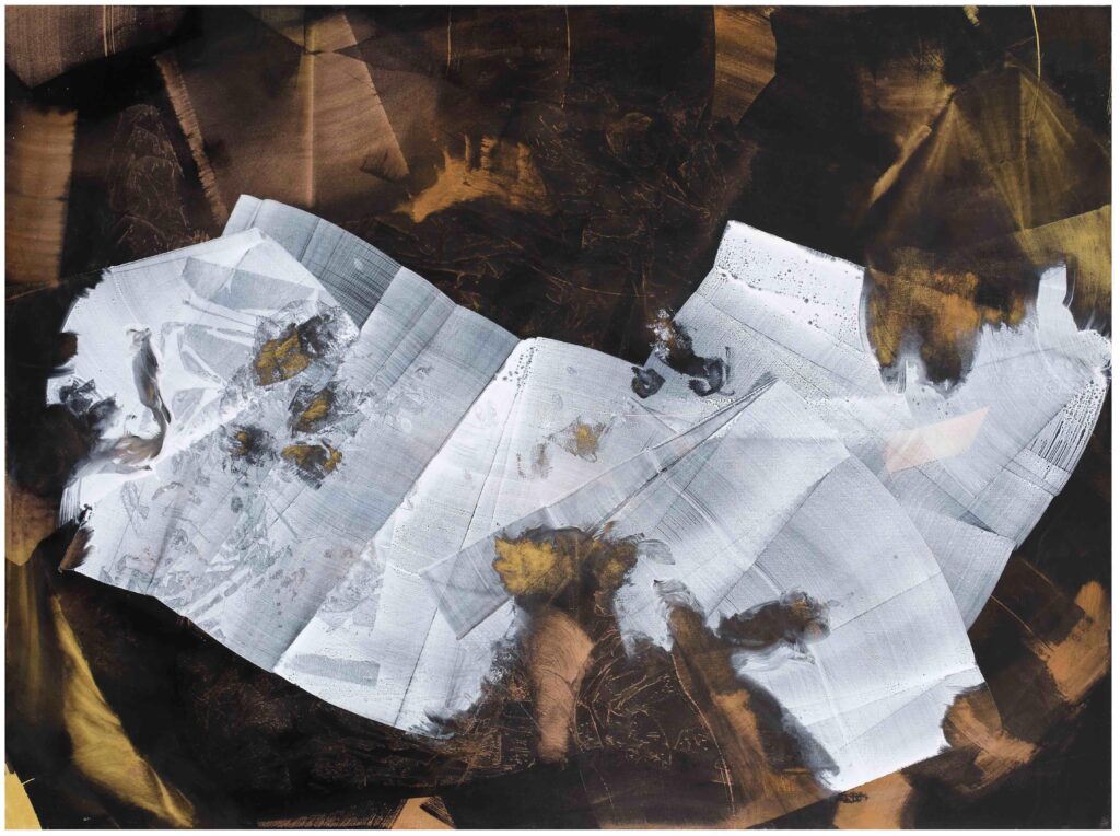 Earth dances - omaggio a Harrison Birtwistle - pigmenti e polveri metalliche su tela, 2020