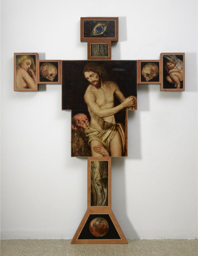 Federico Guida, La mia prima croce, 2019, olio su tela di lino applicata su legno, cm 238x180