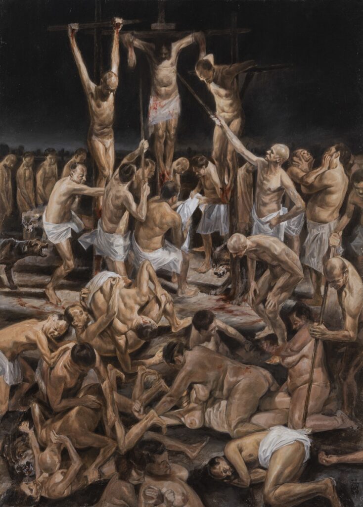 Nicola Nannini, Si fece buio su tutta la terra (Matteo, 27 - 45), 2020, olio su tela, cm 260x180