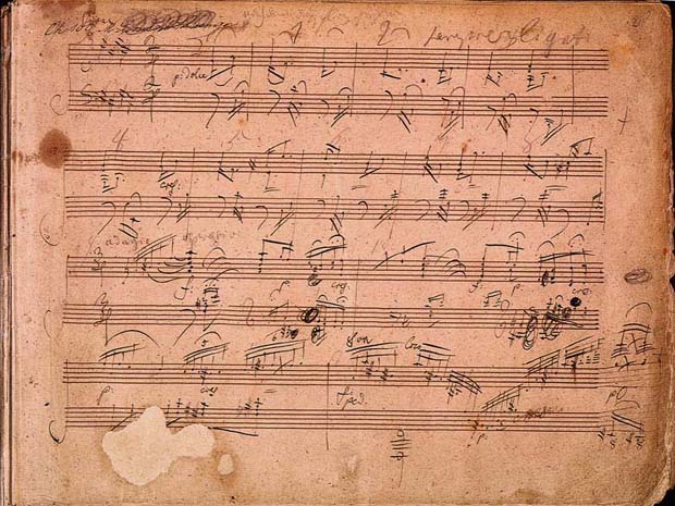 Pagina manoscritta della sonata per piano n. 30 op. 109 (1820)